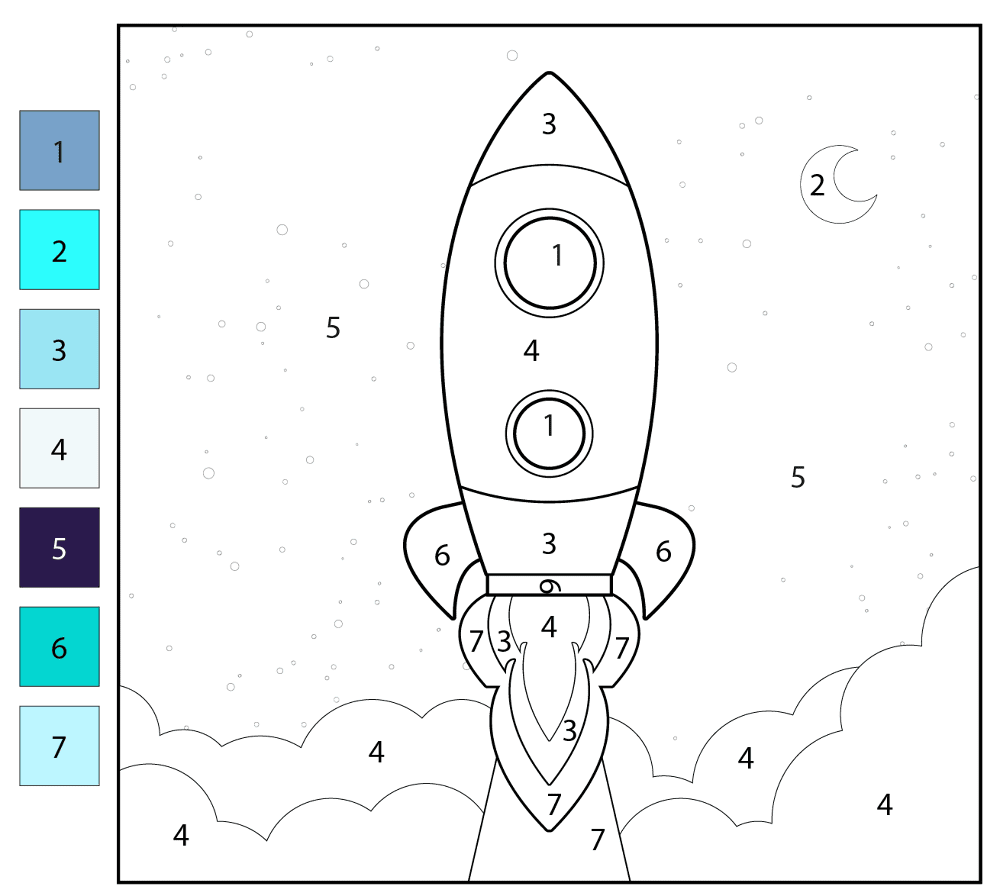 Rocket Color By Number Coloring Page Md 9.05.33 PM Coloring Page — Free Printable — free printable coloring page